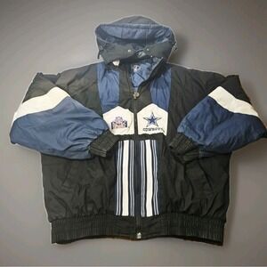 Vintage NFL Dallas Cowboys Pro Player Reversible Jacket Coat Blue Mens XL